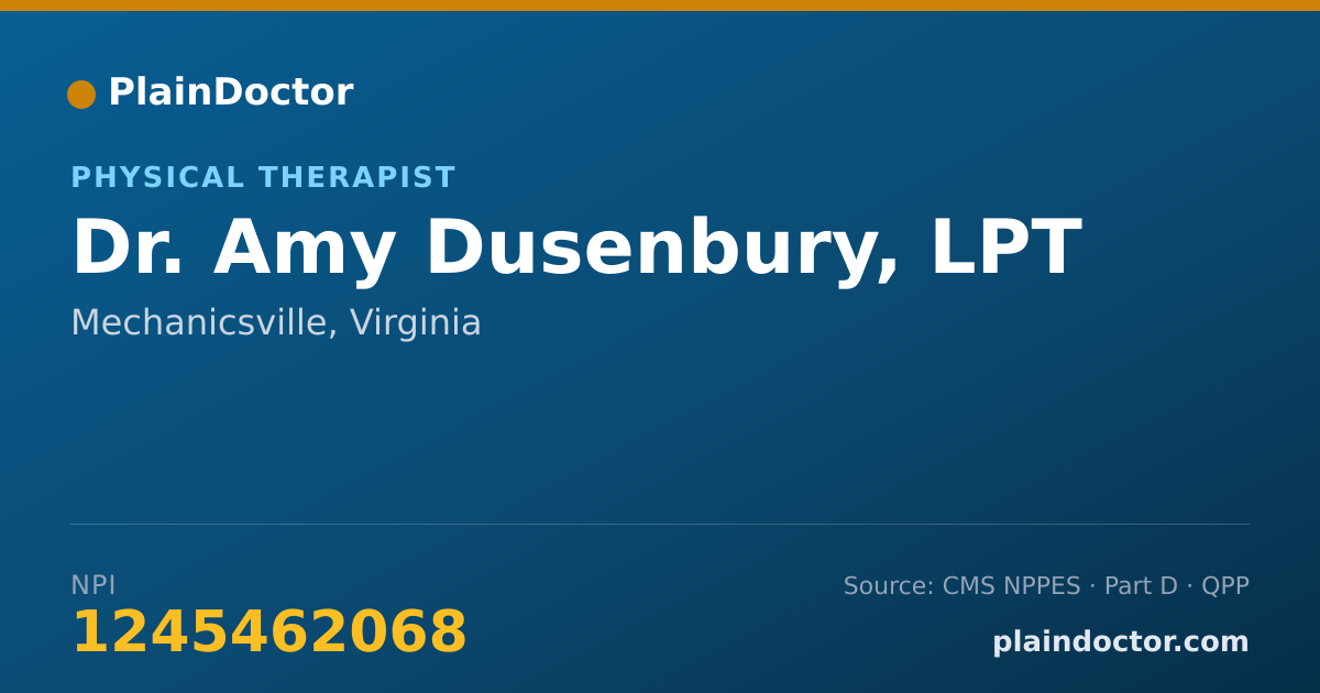 Shareable card for Amy Dusenbury, LPT - Physical Therapist, Mechanicsville, VA
