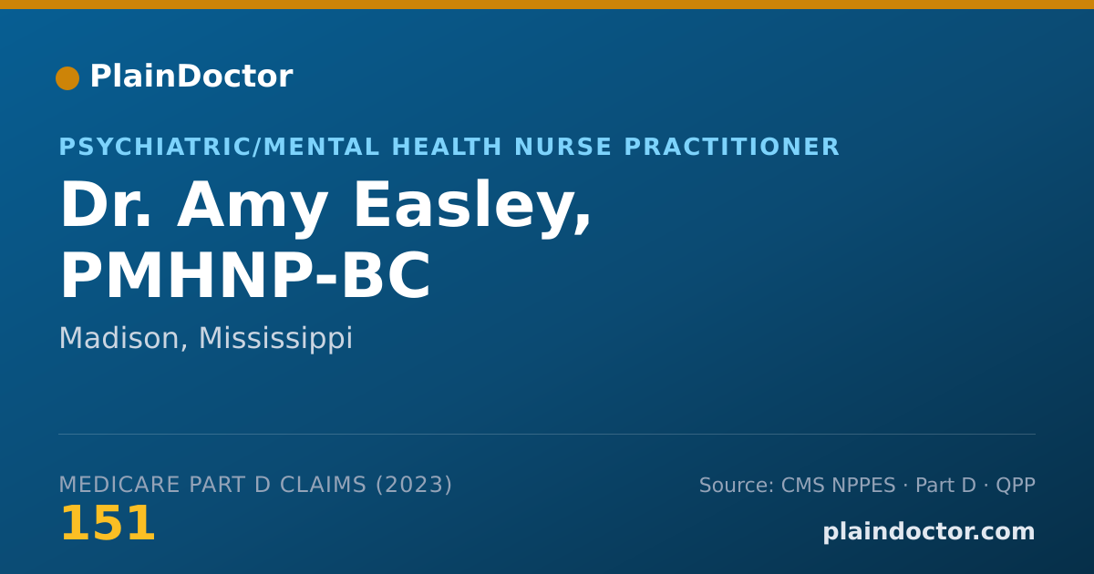 Shareable card for Amy Easley, PMHNP-BC - Psychiatric/Mental Health Nurse Practitioner, Madison, MS