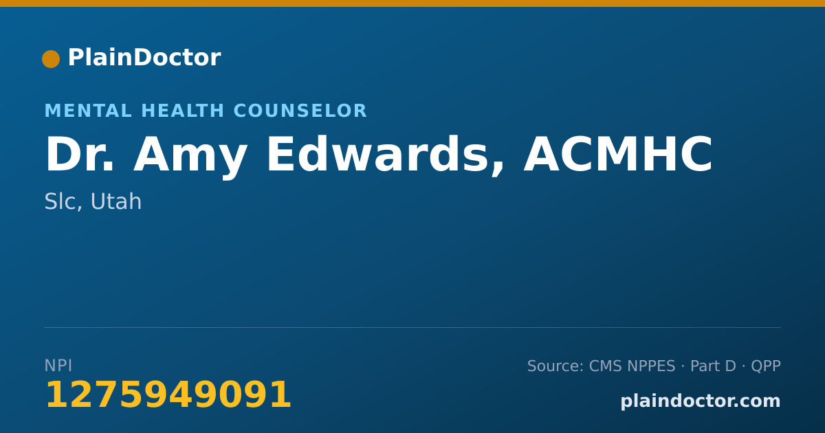 Shareable card for Amy Edwards, ACMHC - Mental Health Counselor, Slc, UT