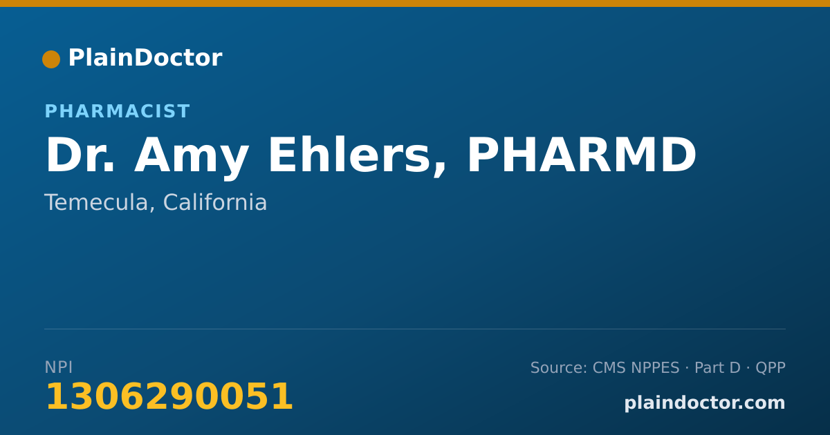 Shareable card for Amy Ehlers, PHARMD - Pharmacist, Temecula, CA