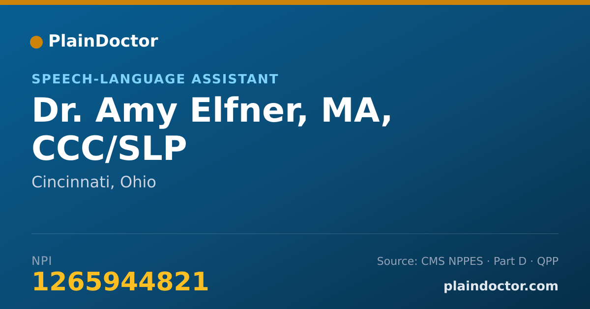 Shareable card for Amy Elfner, MA, CCC/SLP - Speech-Language Assistant, Cincinnati, OH