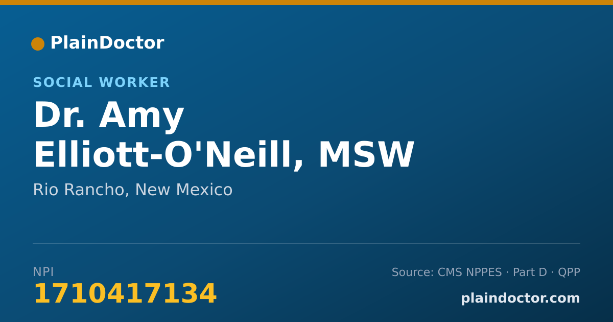 Shareable card for Amy Elliott-O'Neill, MSW - Social Worker, Rio Rancho, NM