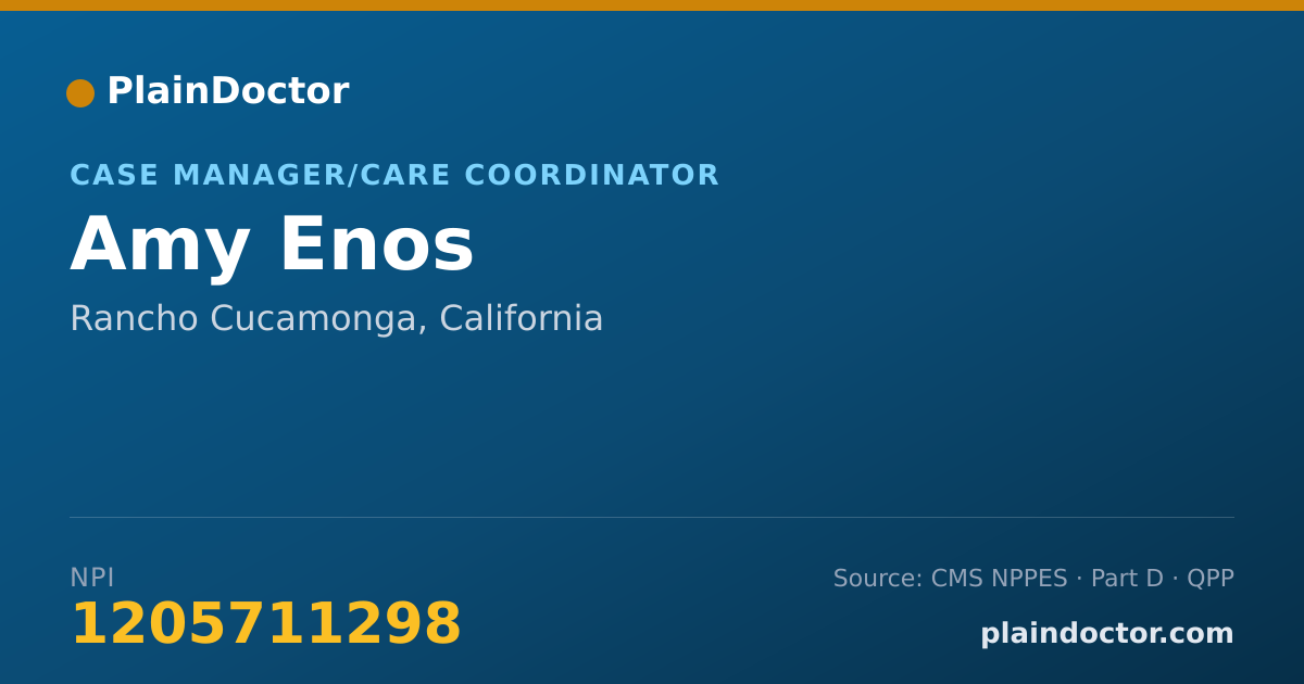 Shareable card for Amy Enos - Case Manager/Care Coordinator, Rancho Cucamonga, CA