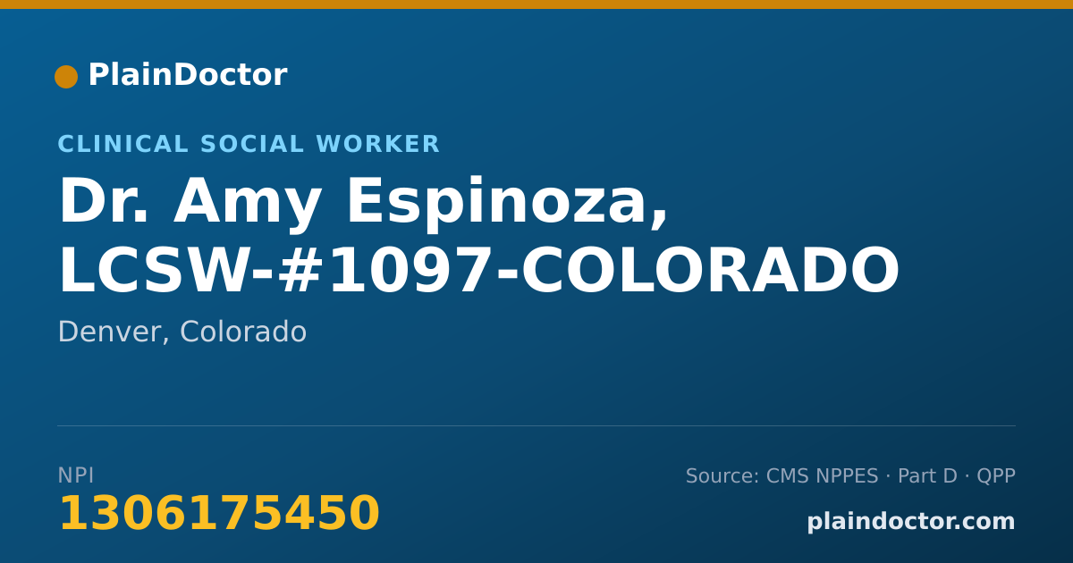 Shareable card for Amy Espinoza, LCSW-#1097-COLORADO - Clinical Social Worker, Denver, CO
