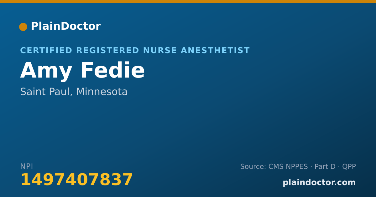 Shareable card for Amy Fedie - Certified Registered Nurse Anesthetist, Saint Paul, MN