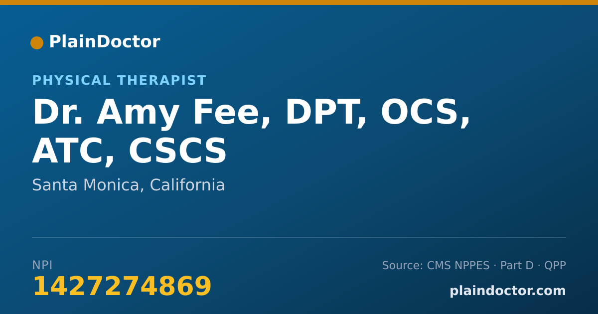 Shareable card for Amy Fee, DPT, OCS, ATC, CSCS - Physical Therapist, Santa Monica, CA