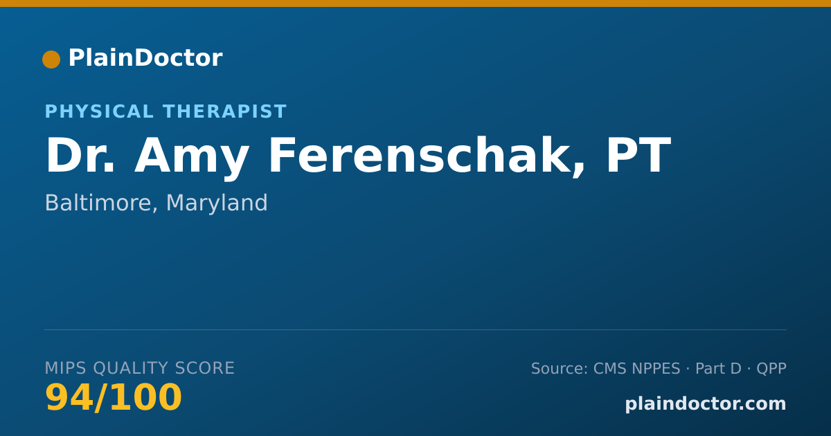 Shareable card for Amy Ferenschak, PT - Physical Therapist, Baltimore, MD