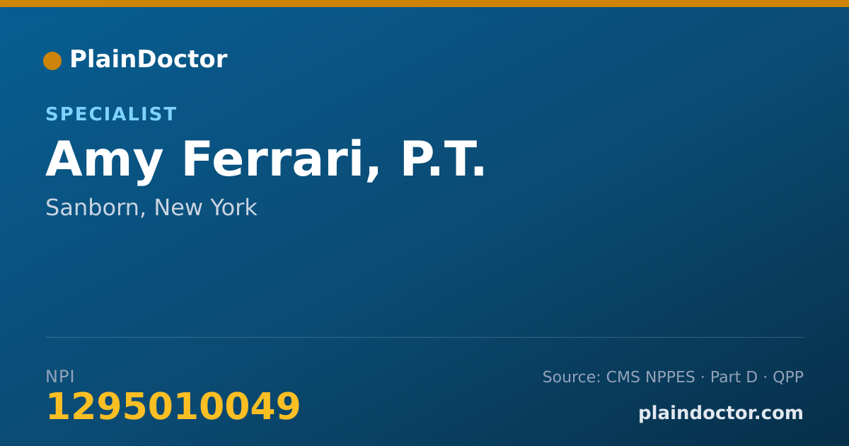 Shareable card for Amy Ferrari, P.T. - Specialist, Sanborn, NY