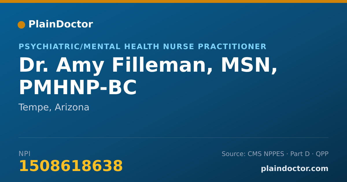 Shareable card for Amy Filleman, MSN, PMHNP-BC - Psychiatric/Mental Health Nurse Practitioner, Tempe, AZ