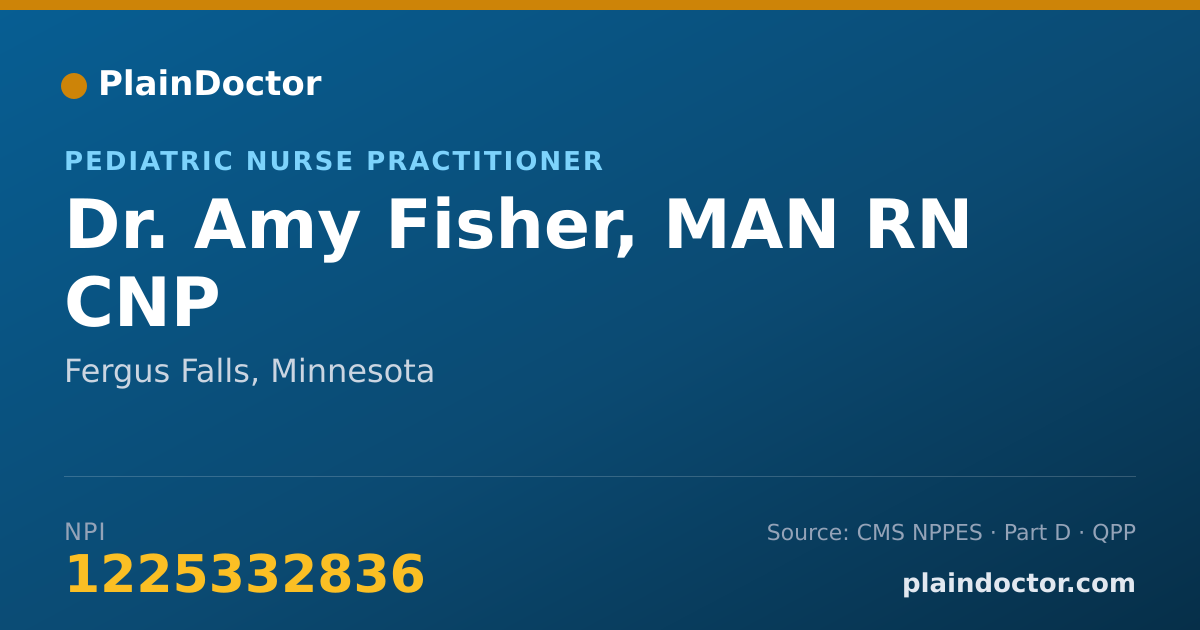 Shareable card for Amy Fisher, MAN RN CNP - Pediatric Nurse Practitioner, Fergus Falls, MN