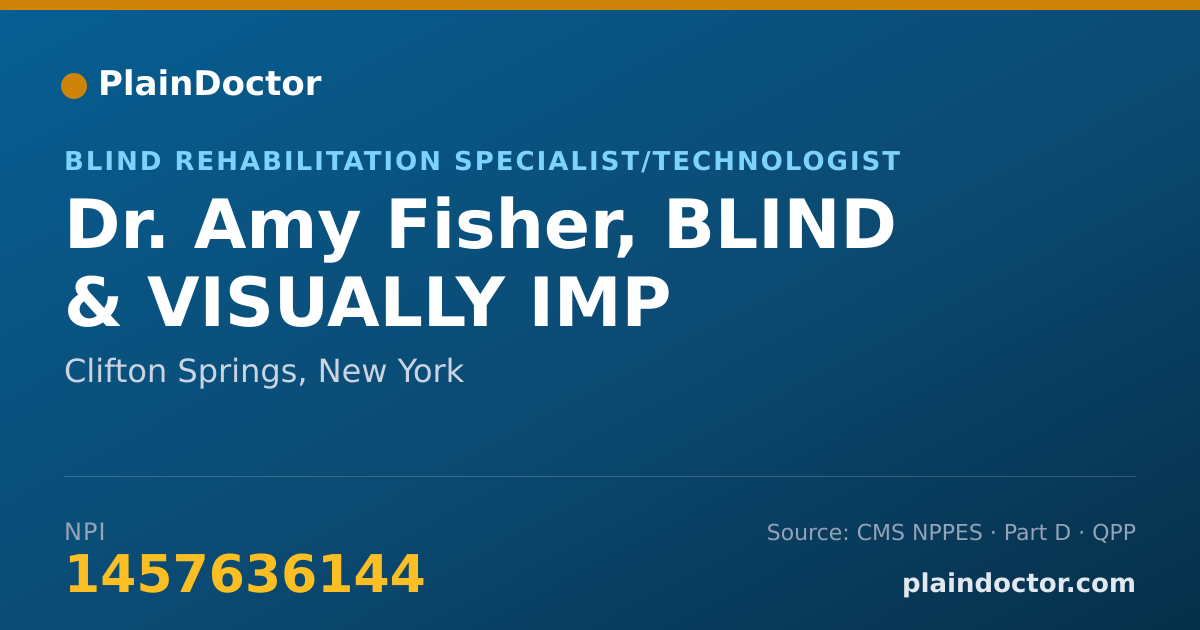Shareable card for Amy Fisher, BLIND & VISUALLY IMP - Blind Rehabilitation Specialist/Technologist, Clifton Springs, NY