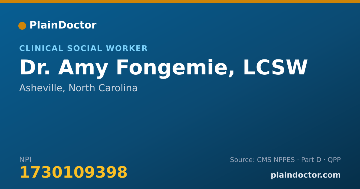Shareable card for Amy Fongemie, LCSW - Clinical Social Worker, Asheville, NC