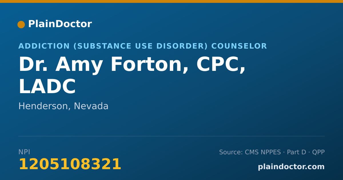 Shareable card for Amy Forton, CPC, LADC - Addiction (Substance Use Disorder) Counselor, Henderson, NV