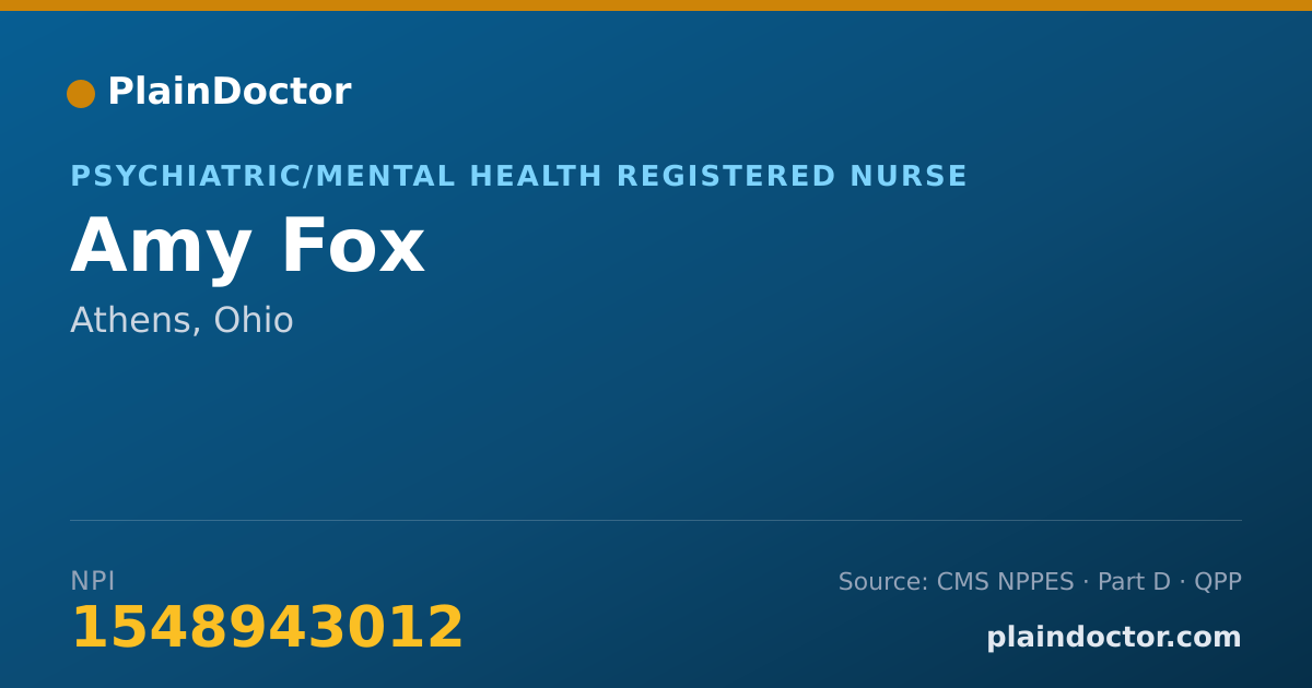 Shareable card for Amy Fox - Psychiatric/Mental Health Registered Nurse, Athens, OH