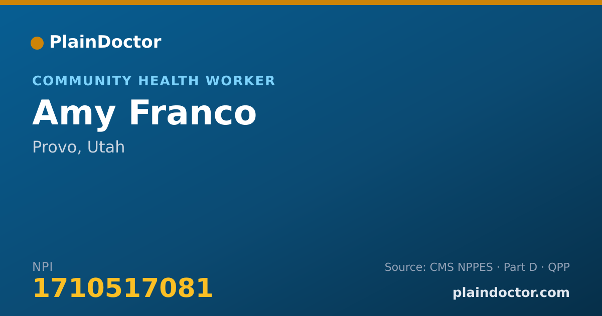 Shareable card for Amy Franco - Community Health Worker, Provo, UT