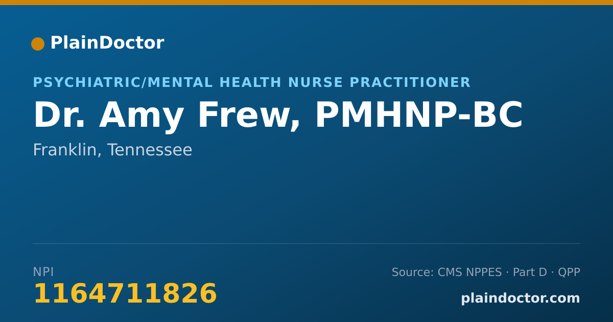 Shareable card for Amy Frew, PMHNP-BC - Psychiatric/Mental Health Nurse Practitioner, Franklin, TN