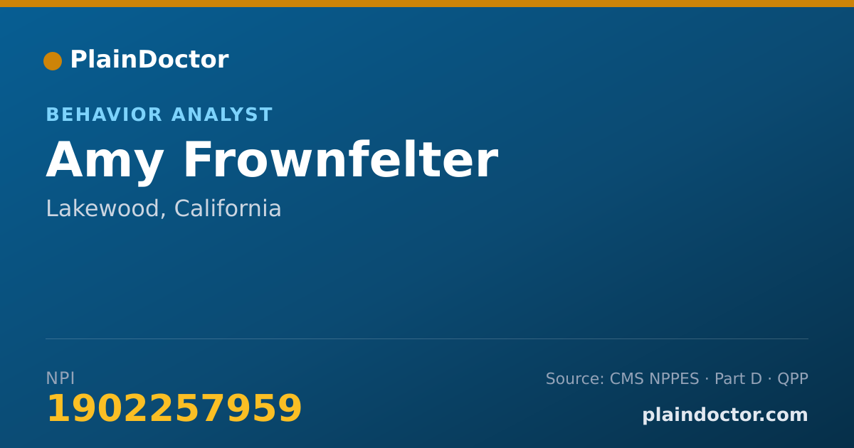 Shareable card for Amy Frownfelter - Behavior Analyst, Lakewood, CA