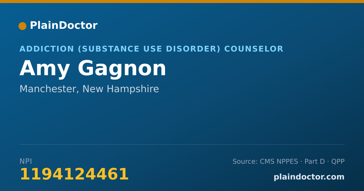 Shareable card for Amy Gagnon - Addiction (Substance Use Disorder) Counselor, Manchester, NH