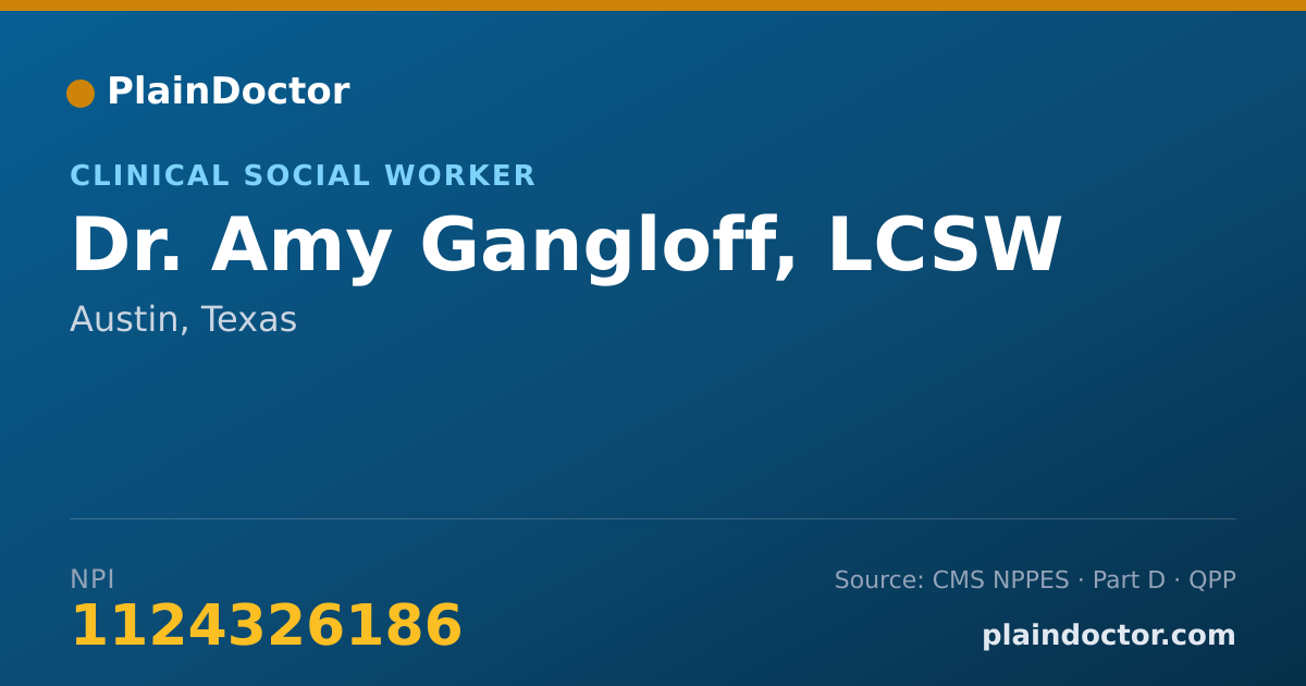 Shareable card for Amy Gangloff, LCSW - Clinical Social Worker, Austin, TX
