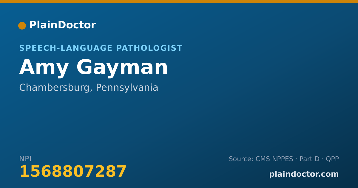 Shareable card for Amy Gayman - Speech-Language Pathologist, Chambersburg, PA