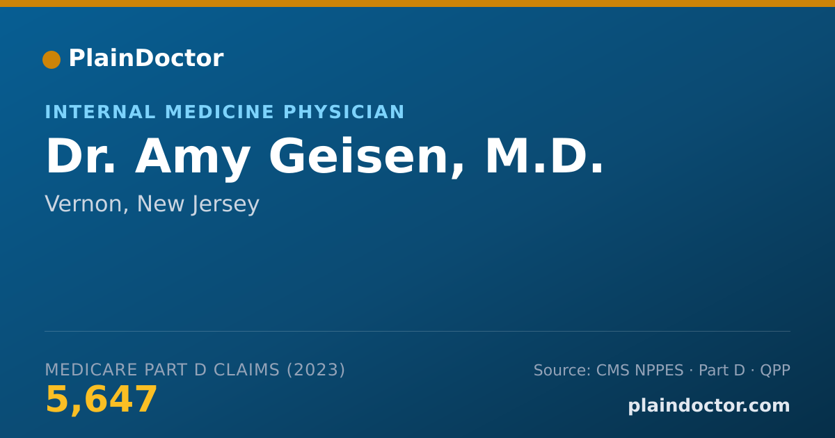 Shareable card for Amy Geisen, M.D. - Internal Medicine Physician, Vernon, NJ