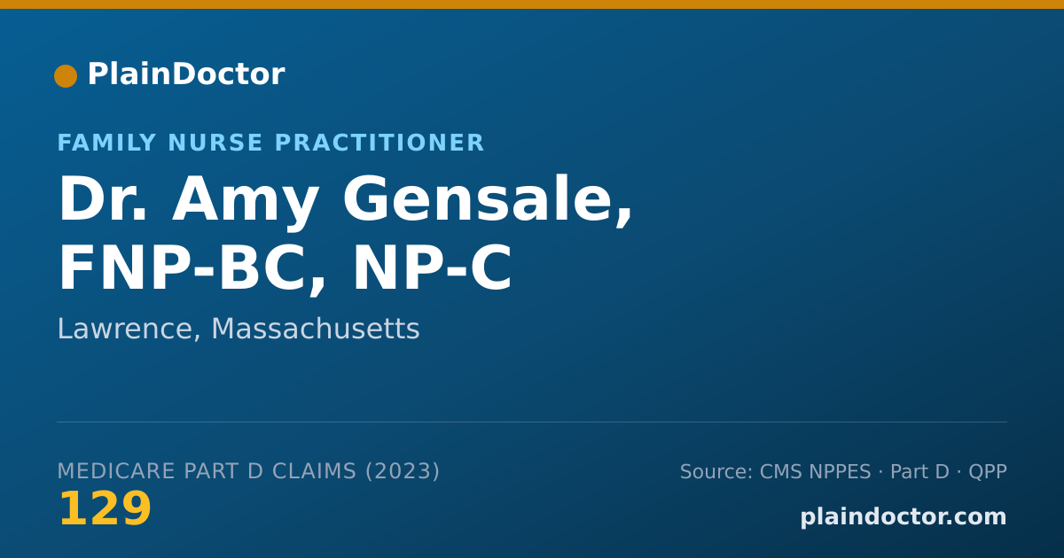 Shareable card for Amy Gensale, FNP-BC, NP-C - Family Nurse Practitioner, Lawrence, MA