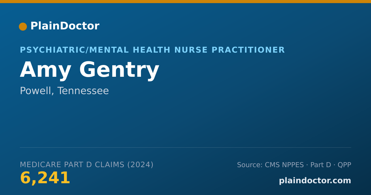Shareable card for Amy Gentry - Psychiatric/Mental Health Nurse Practitioner, Powell, TN