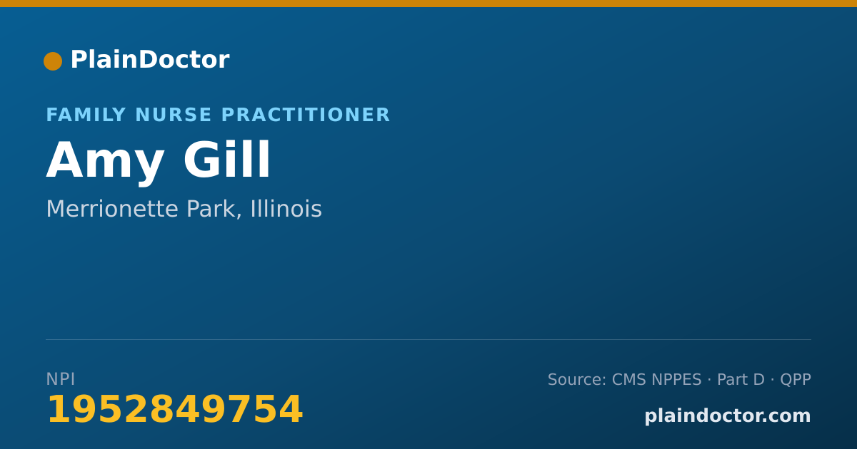 Shareable card for Amy Gill - Family Nurse Practitioner, Merrionette Park, IL