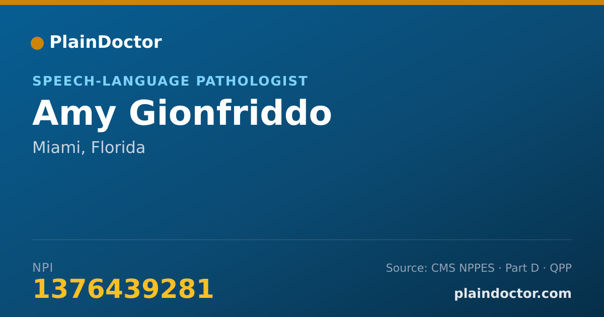Shareable card for Amy Gionfriddo - Speech-Language Pathologist, Miami, FL