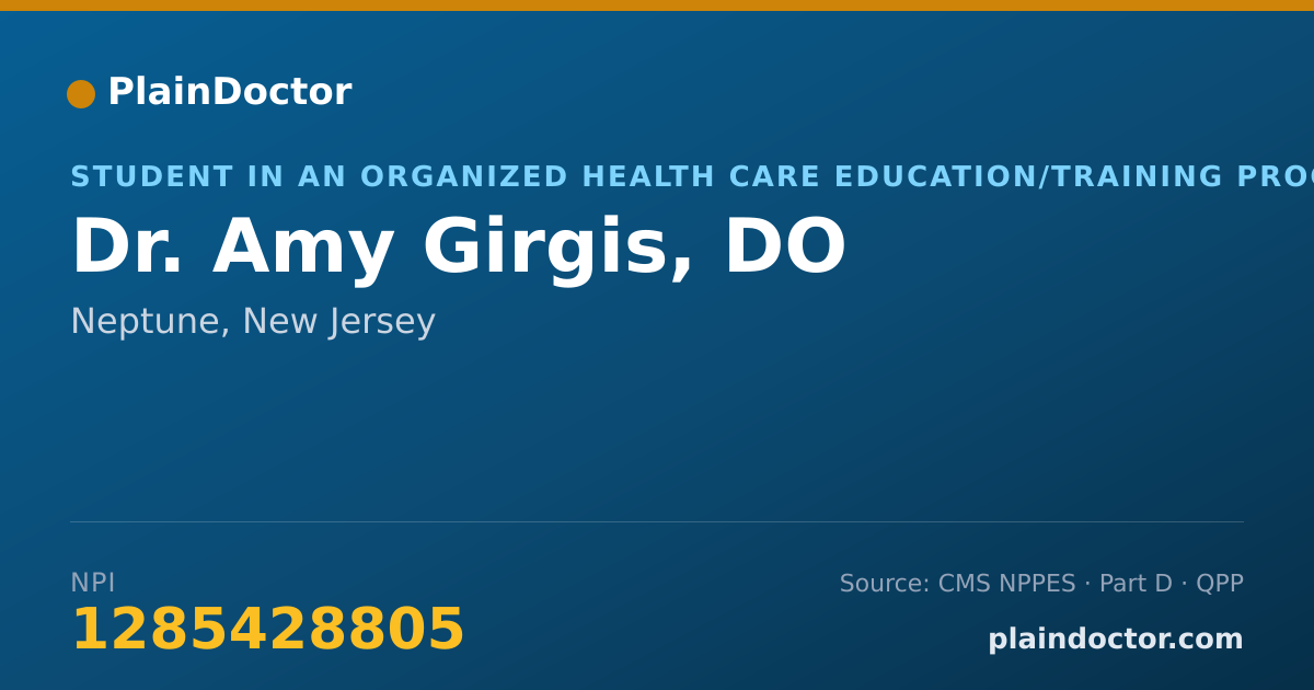 Shareable card for Amy Girgis, DO - Student in an Organized Health Care Education/Training Program, Neptune, NJ