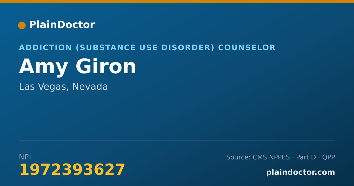Shareable card for Amy Giron - Addiction (Substance Use Disorder) Counselor, Las Vegas, NV