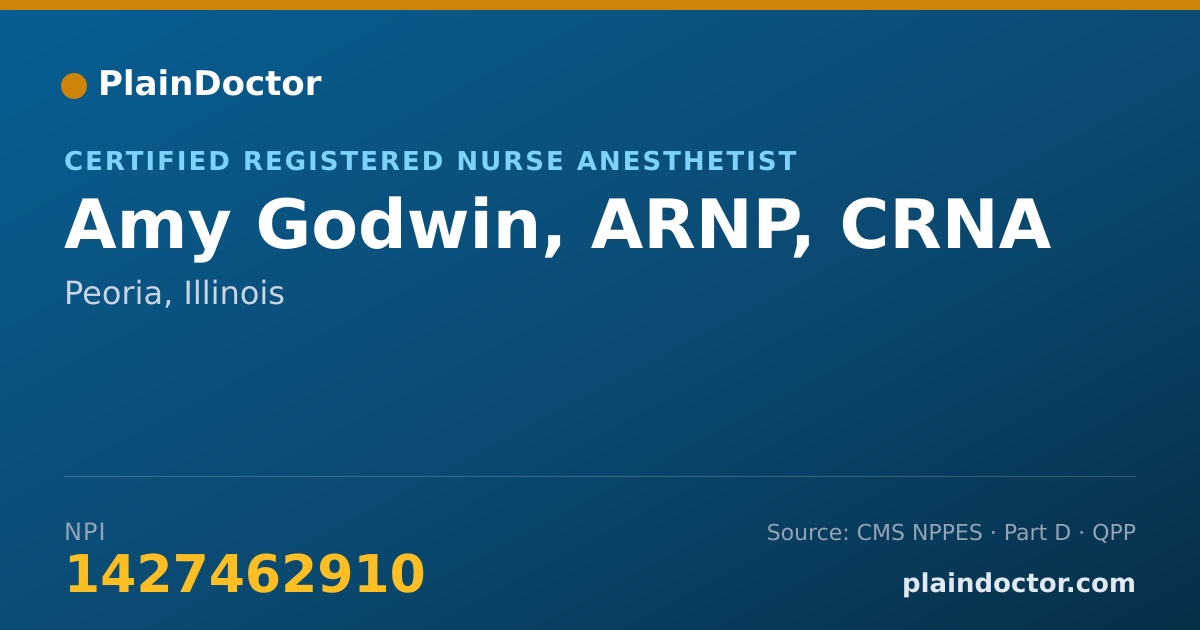 Shareable card for Amy Godwin, ARNP, CRNA - Certified Registered Nurse Anesthetist, Peoria, IL