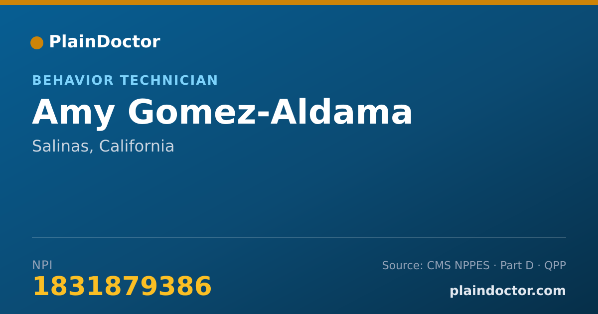 Shareable card for Amy Gomez-Aldama - Behavior Technician, Salinas, CA