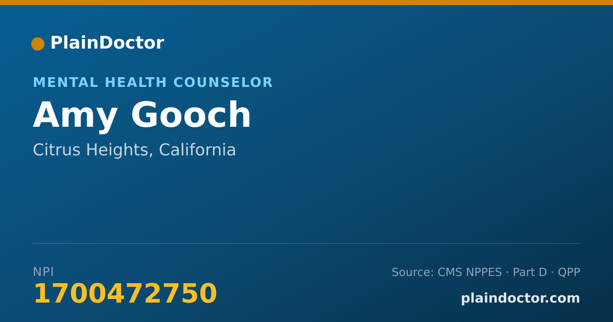Shareable card for Amy Gooch - Mental Health Counselor, Citrus Heights, CA
