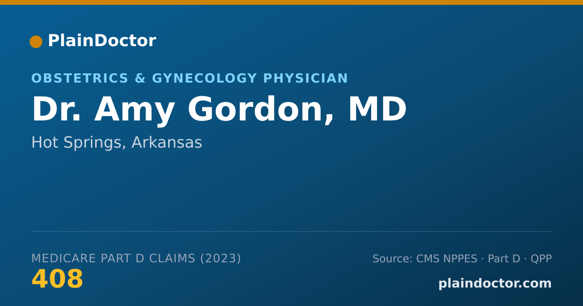 Shareable card for Amy Gordon, MD - Obstetrics & Gynecology Physician, Hot Springs, AR