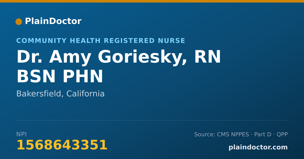 Shareable card for Amy Goriesky, RN BSN PHN - Community Health Registered Nurse, Bakersfield, CA