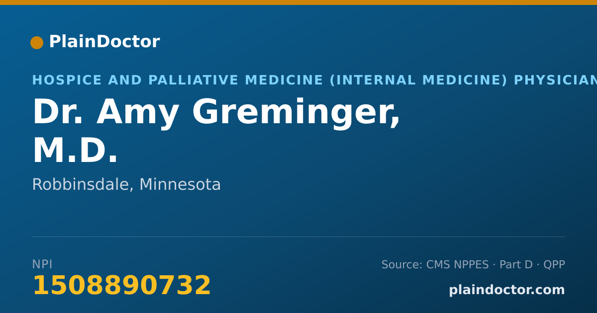 Shareable card for Amy Greminger, M.D. - Hospice and Palliative Medicine (Internal Medicine) Physician, Robbinsdale, MN