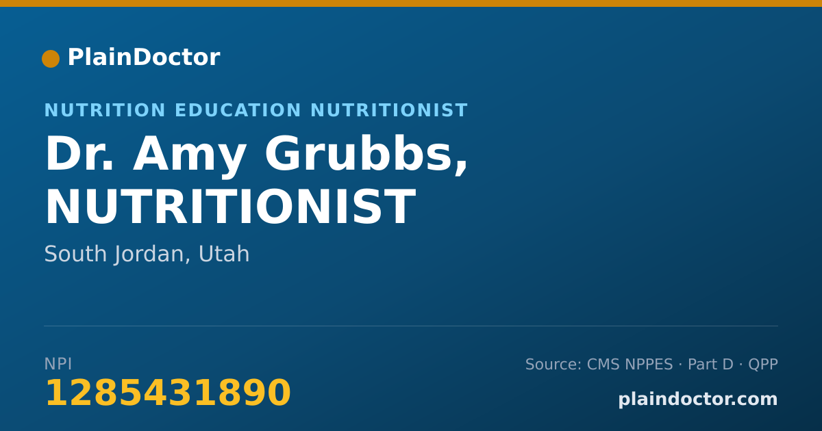 Shareable card for Amy Grubbs, NUTRITIONIST - Nutrition Education Nutritionist, South Jordan, UT