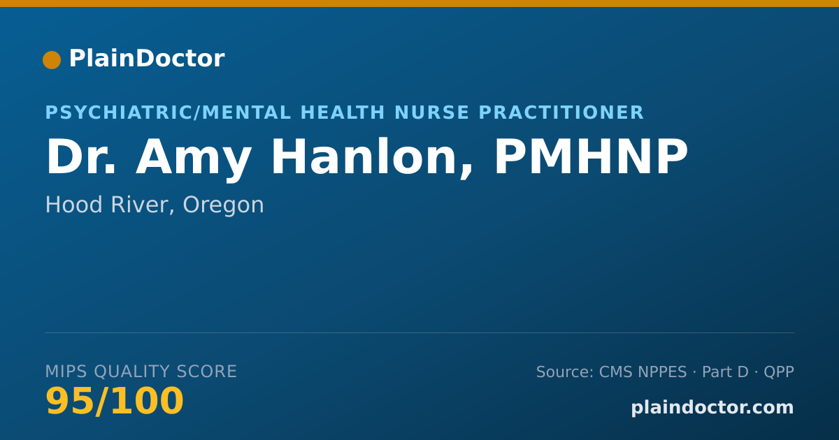 Shareable card for Amy Hanlon, PMHNP - Psychiatric/Mental Health Nurse Practitioner, Hood River, OR