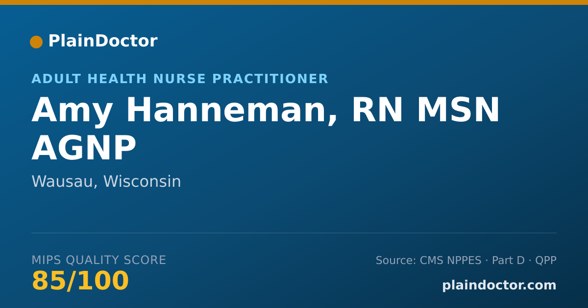 Shareable card for Amy Hanneman, RN MSN AGNP - Adult Health Nurse Practitioner, Wausau, WI