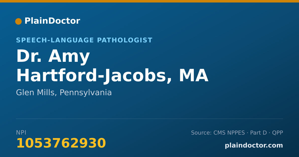 Shareable card for Amy Hartford-Jacobs, MA CCC-SLP - Speech-Language Pathologist, Glen Mills, PA