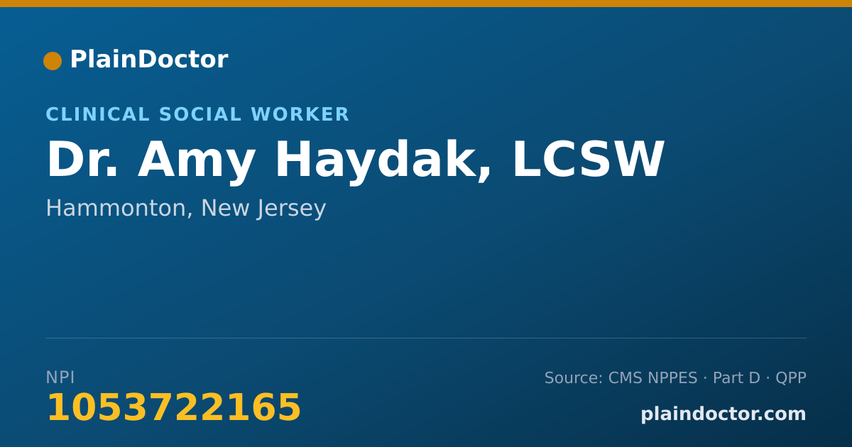Shareable card for Amy Haydak, LCSW - Clinical Social Worker, Hammonton, NJ