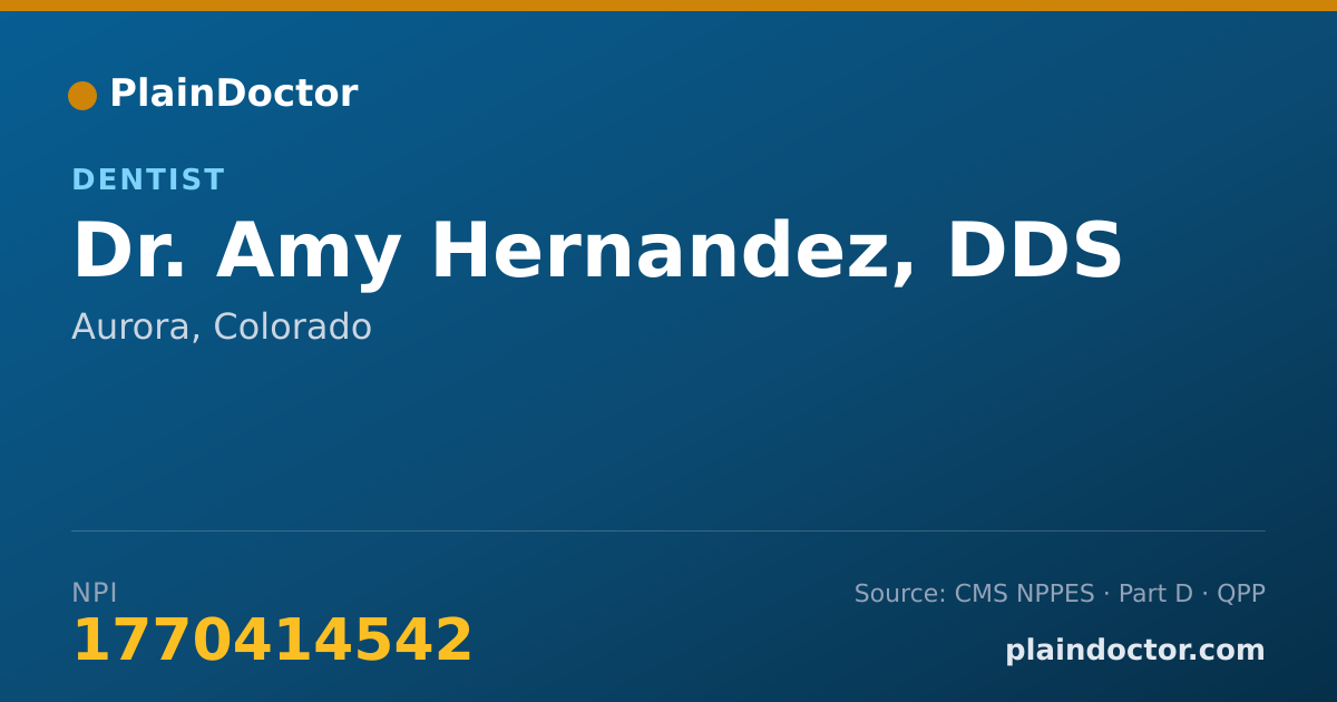 Shareable card for Amy Hernandez, DDS - Dentist, Aurora, CO