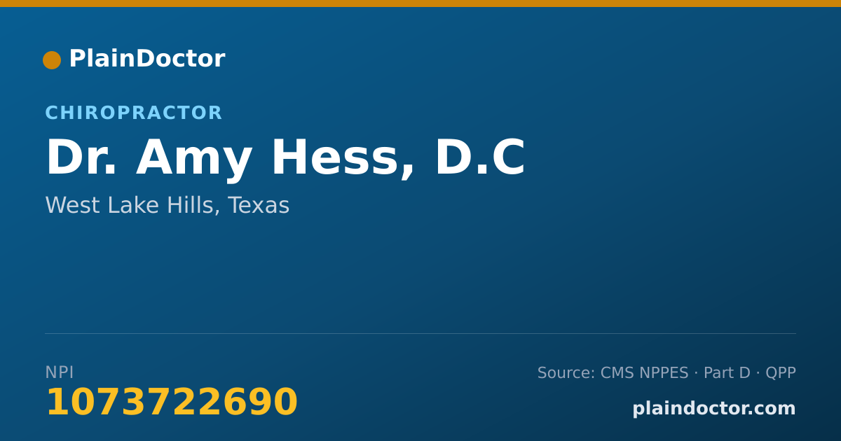 Shareable card for Amy Hess, D.C - Chiropractor, West Lake Hills, TX