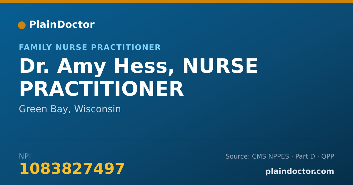 Shareable card for Amy Hess, NURSE PRACTITIONER - Family Nurse Practitioner, Green Bay, WI
