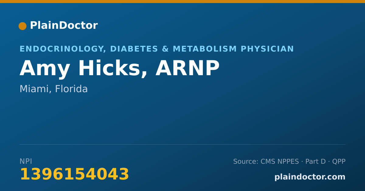 Shareable card for Amy Hicks, ARNP - Endocrinology, Diabetes & Metabolism Physician, Miami, FL