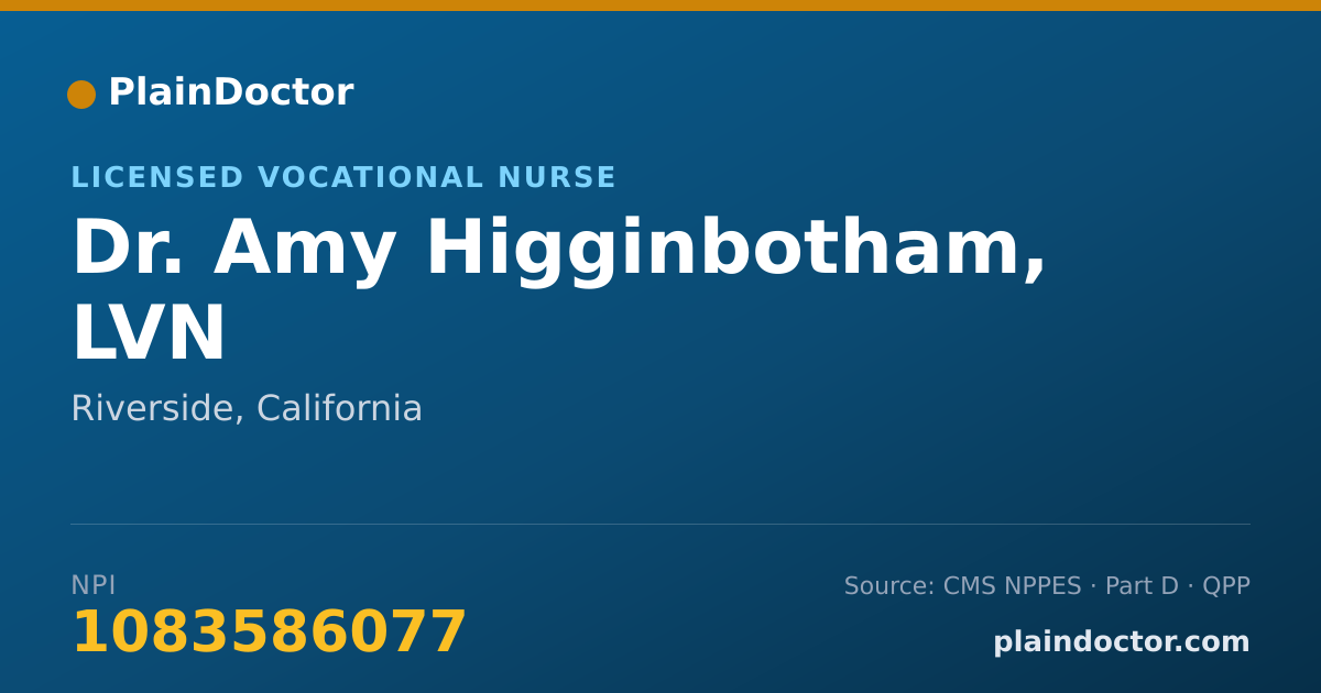 Shareable card for Amy Higginbotham, LVN - Licensed Vocational Nurse, Riverside, CA