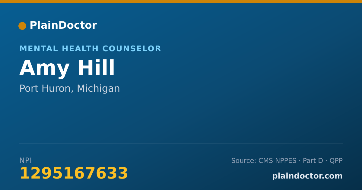 Shareable card for Amy Hill - Mental Health Counselor, Port Huron, MI