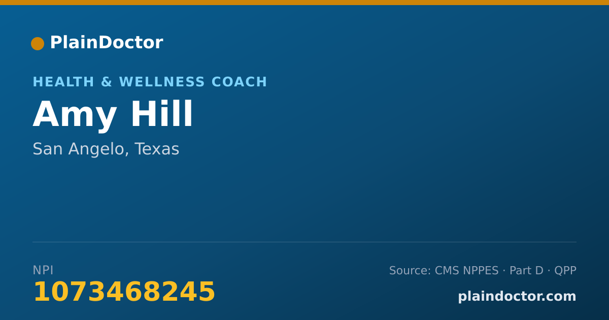 Shareable card for Amy Hill - Health & Wellness Coach, San Angelo, TX