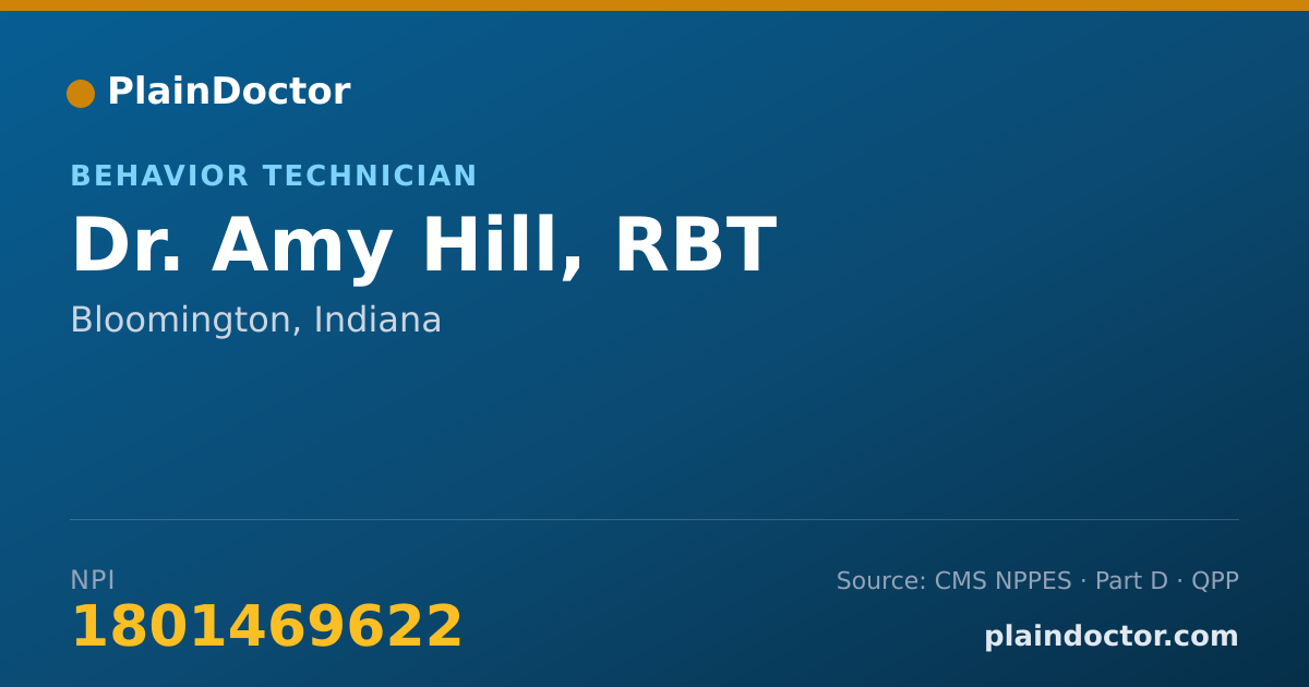 Shareable card for Amy Hill, RBT - Behavior Technician, Bloomington, IN